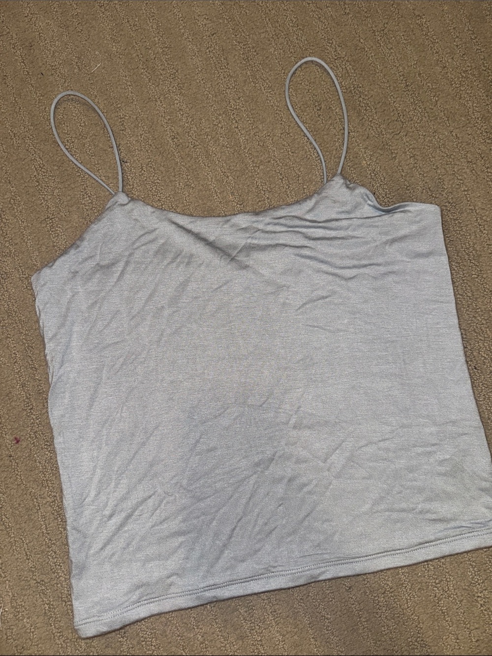 🆕 Zenana Outfitters Light Gray Lined Thin Strap Cropped Tank Cami. L. NWOT!🔥